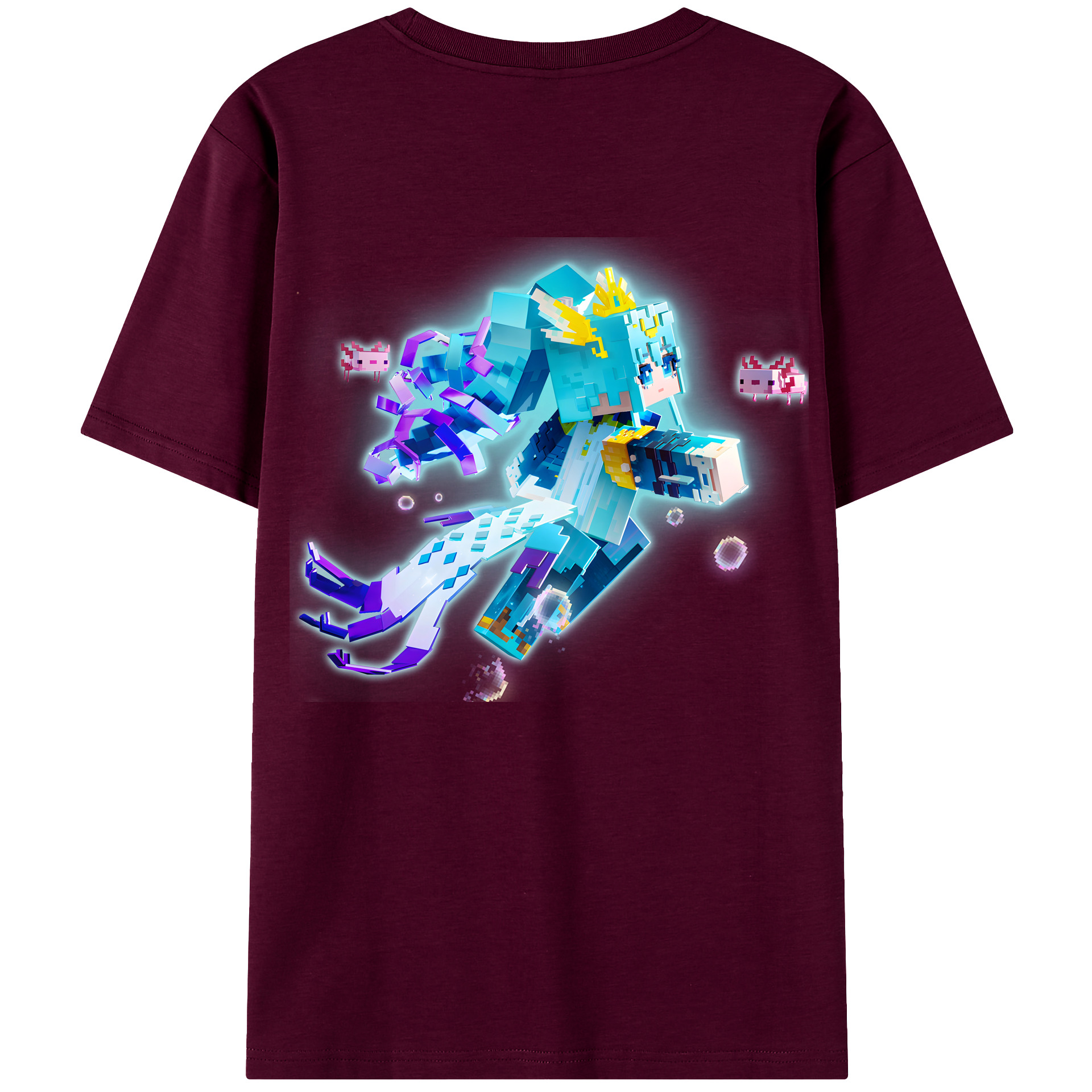 （画像用） マインクラフト ブロックの世界 Minecraft MC Block world レディース半袖Tシャツ(バックプリント)